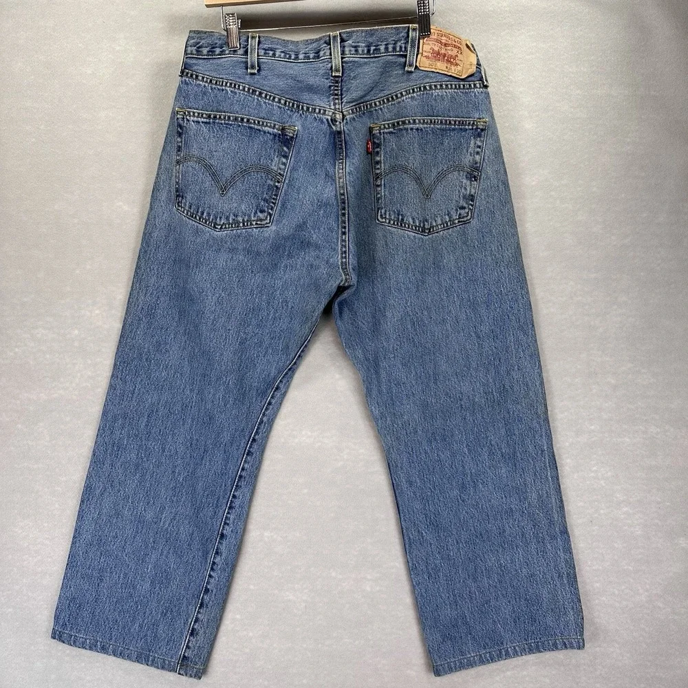 Levis Jeans Mens 38x30 (36x26 Fit) Blue Denim 501 Jeans Y2K 2007 Button Fly